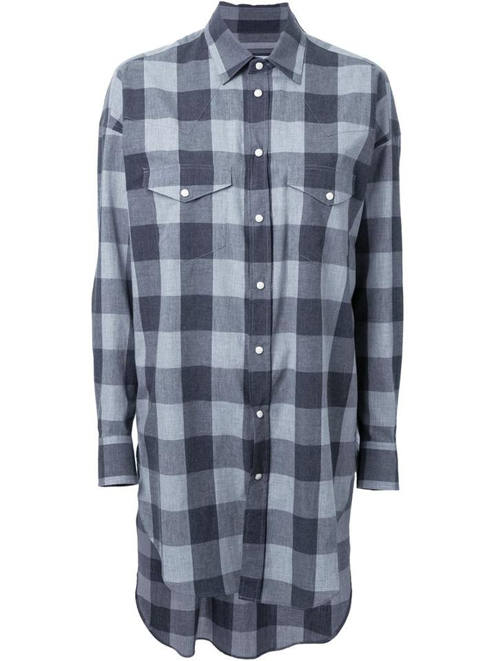 Cityshop 'long Western' Checked Shirt, Women's, Grey, Cotton