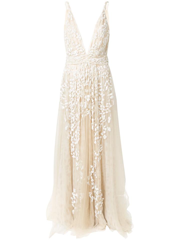 Roberto Cavalli Sequin Embroidered Gown - Nude & Neutrals