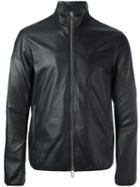Emporio Armani Zip Up Biker Jacket, Men's, Size: Xxl, Black, Lamb Skin/polyester