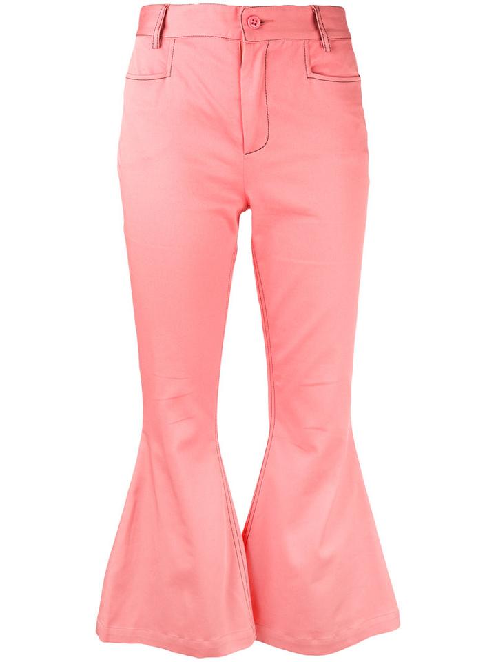 L'autre Chose - Flared Cropped Trousers - Women - Cotton/spandex/elastane - 40, Pink/purple, Cotton/spandex/elastane