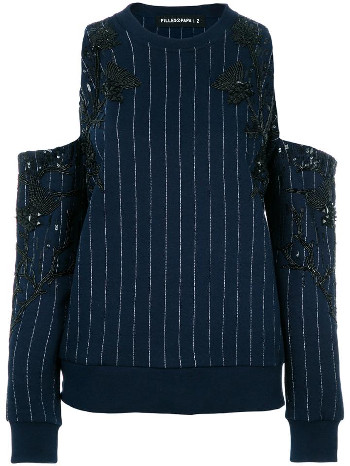 Filles A Papa Cut Out Embellished Sweatshirt - Blue