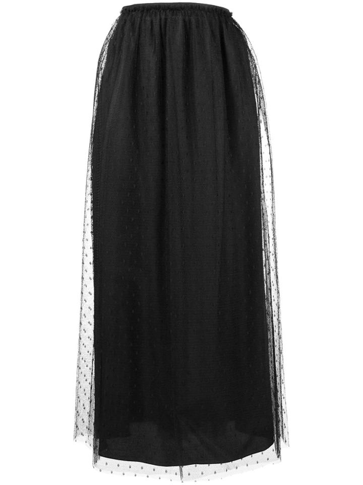 Red Valentino Point D'esprit Midi Skirt - Black
