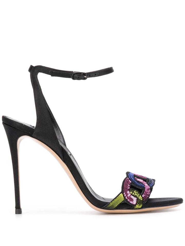 Casadei Sequin-embellished Julia Sandals - Black