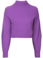 Tibi Ribbed Knit Sweater - Purple