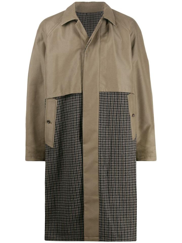Attachment Waxed Herringbone Trench Coat - Green