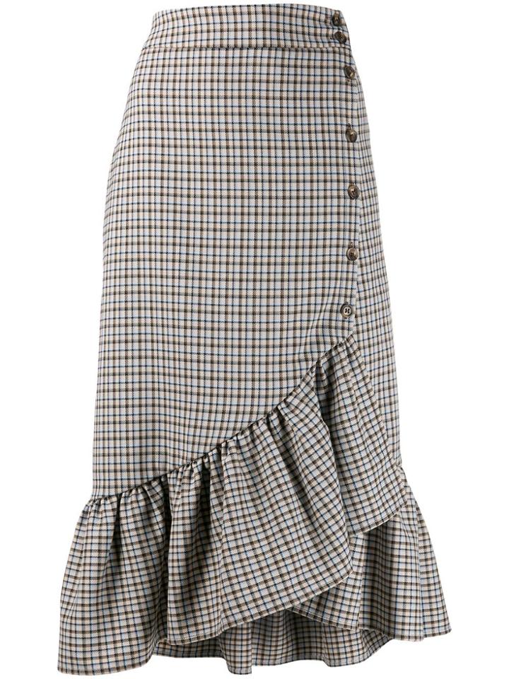 Baum Und Pferdgarten Ruffled Midi Skirt - Blue