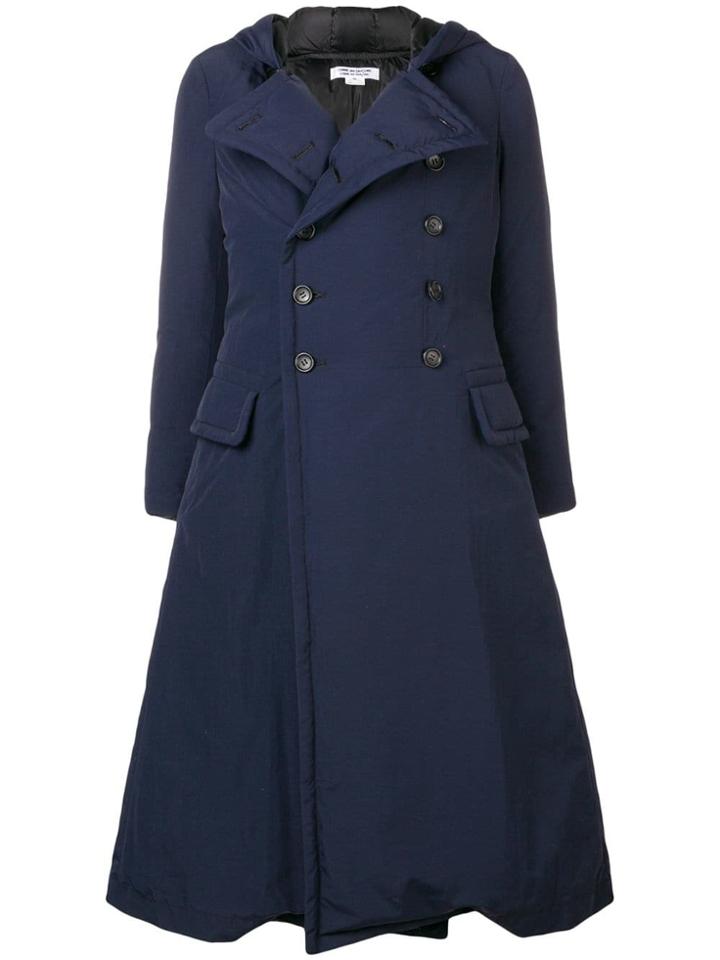 Comme Des Garçons Comme Des Garçons Hooded Double Breasted Coat - Blue