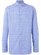 Borrelli Checked Shirt, Men's, Size: 44, Blue, Cotton