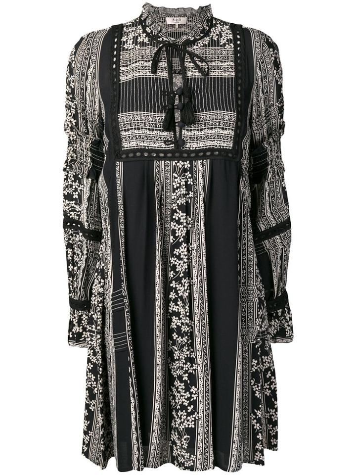Sea Patterned Tunic Dress - Black