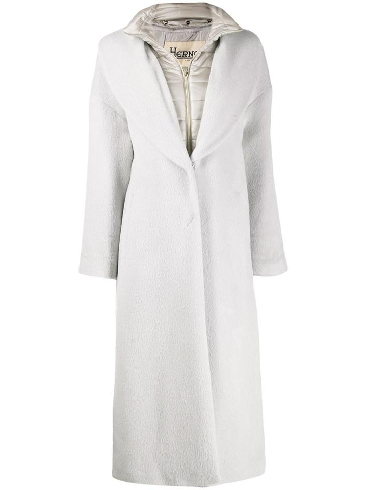 Herno Layered Single Breasted Coat - Neutrals