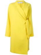 Victoria Victoria Beckham Tie Front Coat, Women's, Size: 6, Yellow/orange, Polyester/spandex/elastane/wool