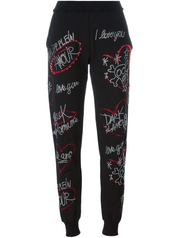 Philipp Plein Embellished Track Pants, Women's, Size: Medium, Black, Cotton