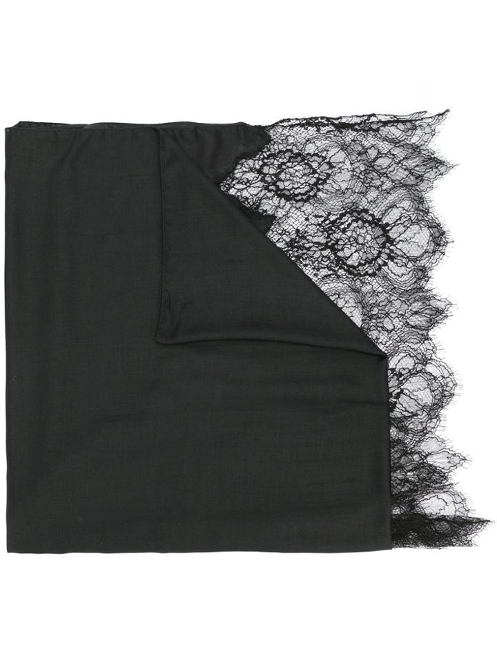 Valentino Valentino Garavani Lace-paneled Plissé Scarf - Black