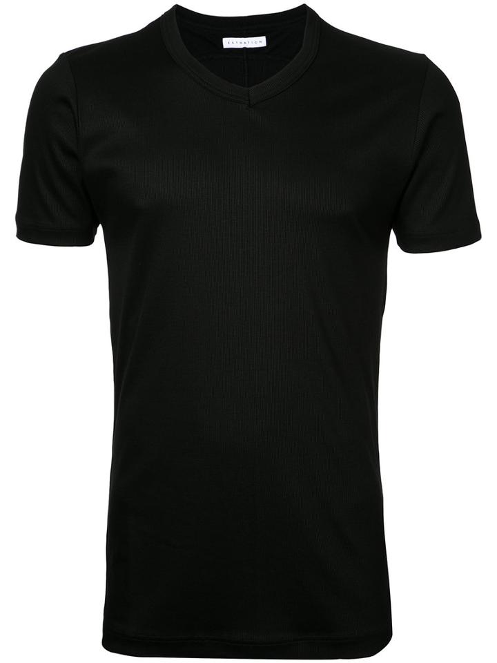 Estnation - V-neck T-shirt - Men - Cotton/lyocell - M, Black, Cotton/lyocell