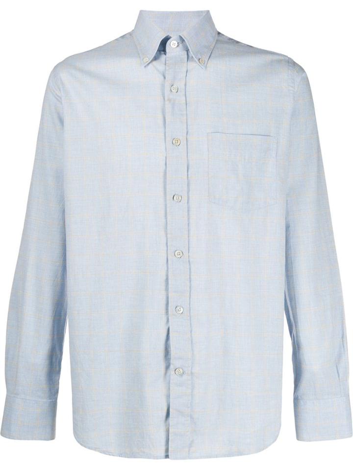 Canali Long Sleeved Patch Pocket Shirt - Blue