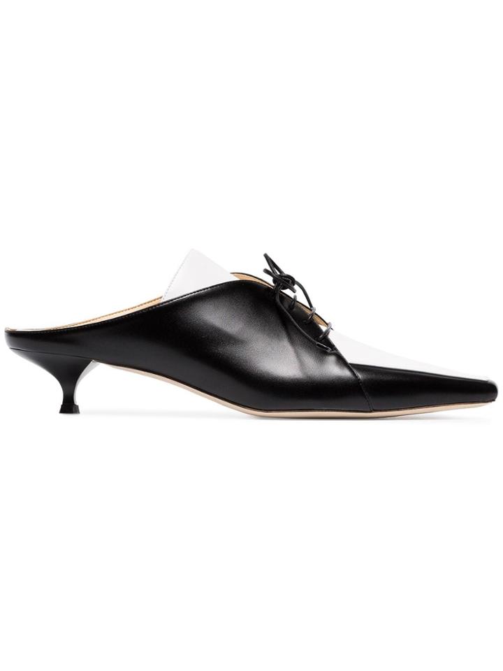 Rosie Assoulin Spectator Faux Leather Mules - Black