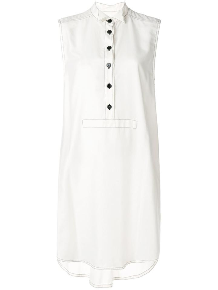 Mm6 Maison Margiela Mandarin Collar Shirt Dress - Nude & Neutrals