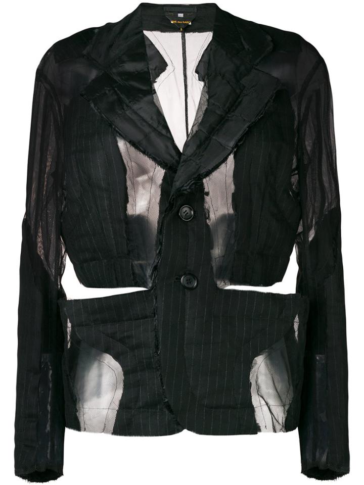 Comme Des Garçons Deconstructed Pinstripe Blazer - Black