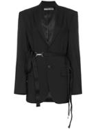Hyein Seo Harness Belt Oversized Wool Blazer - Black