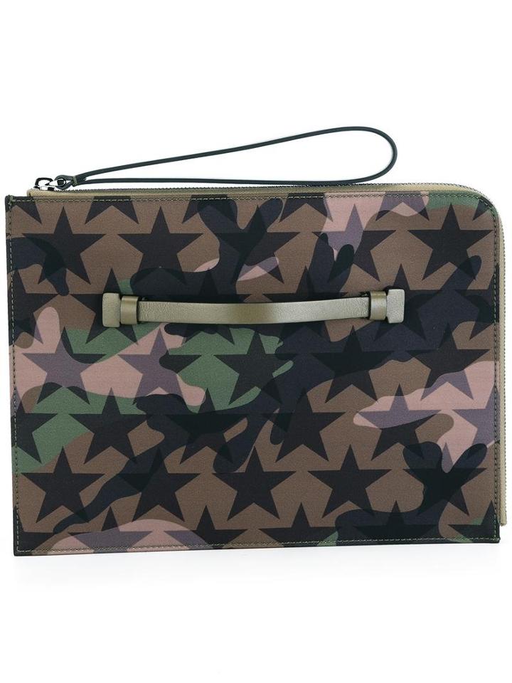 Camustars Clutch, Men's, Green, Polyester/leather, Valentino