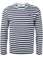 Comme Des Garçons Play Striped T-shirt, Men's, Size: Xl, Blue, Cotton