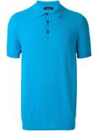 Roberto Collina Shortsleeved Knit Polo Shirt, Men's, Size: 48, Blue, Cotton/polyamide