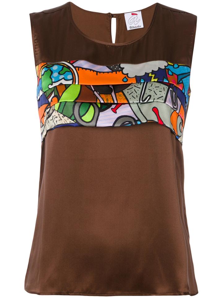 Ultràchic Cartoon Print Blouse - Brown