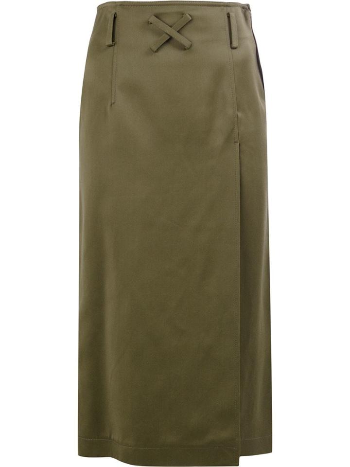Off-white Label Patch Straight Skirt - Green