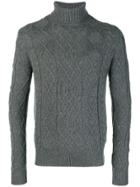 Ballantyne Patterned Turtleneck Jumper - Grey