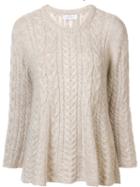 Ryan Roche Flared Cable Knit Jumper, Women's, Size: Xs, Nude/neutrals, Cashmere/mohair