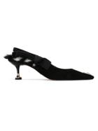 Andrea Bogosian Fur Trim Pumps - Black