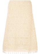 Derek Lam Tasseled A-line Skirt, Women's, Size: M, Nude/neutrals, Cotton