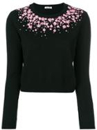 Miu Miu Embroidered Cashmere Sweater - Black