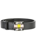 Marni Square Closure Swarovski Belt, Women's, Size: 90, Black, Leather/brass/swarovski Crystal