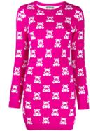 Moschino Intarsia Teddy Bear Mini Dress - Pink