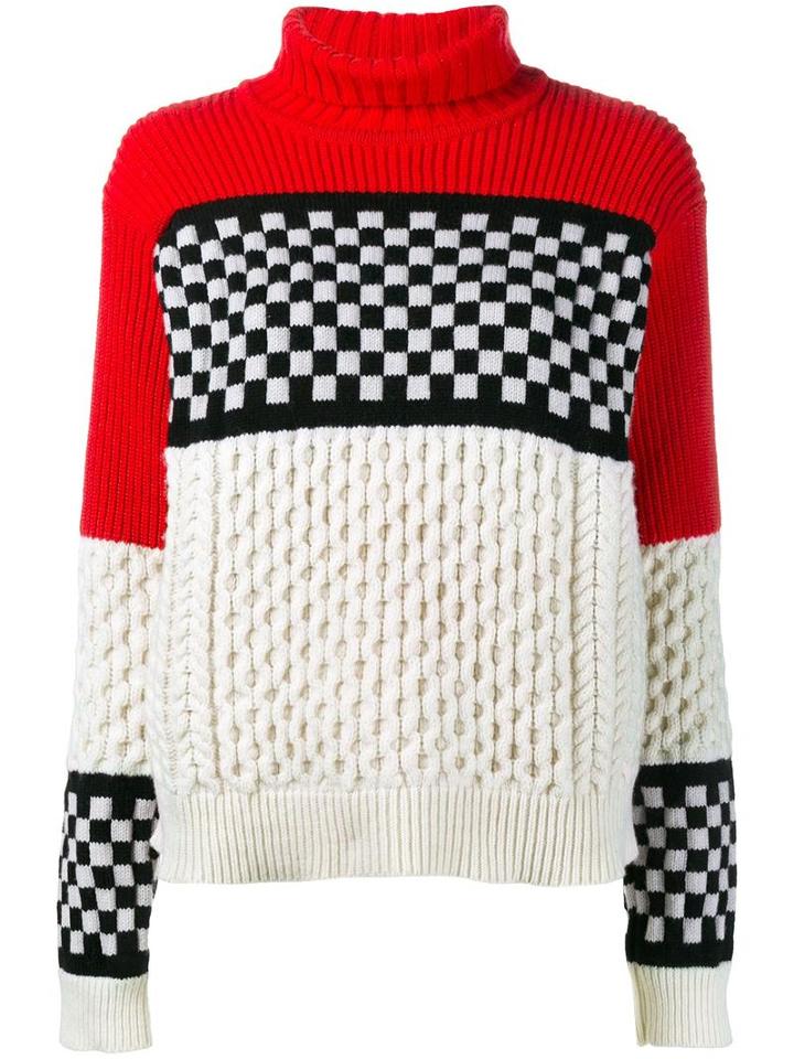 Ashley Williams Checked Cable Knit Jumper, Women's, Size: Medium, Merino/cashmere