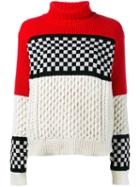Ashley Williams Checked Cable Knit Jumper, Women's, Size: Medium, Merino/cashmere