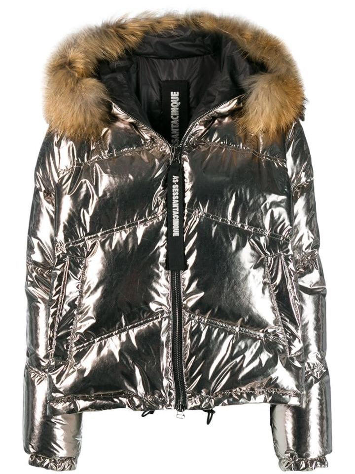 As65 Faux Fur Lined Padded Jacket - Silver