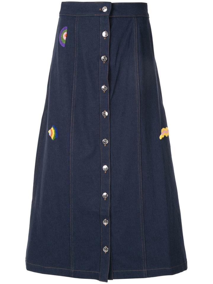 Être Cécile Wavy Shapes Celeste Skirt - Blue