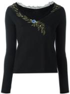 Alberta Ferretti Lace Insert Jumper, Women's, Size: 42, Black, Virgin Wool