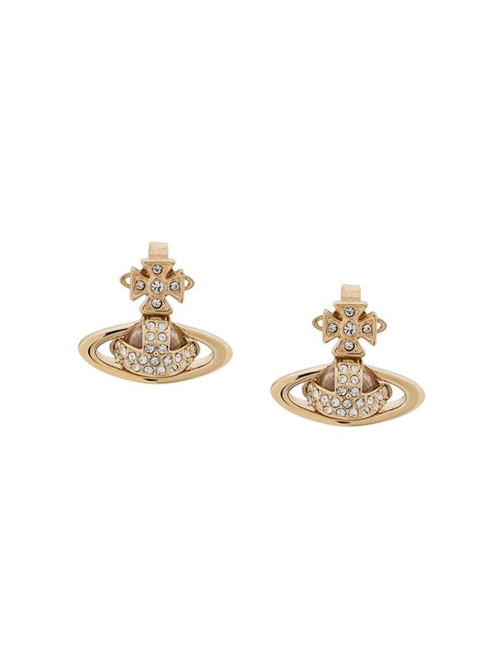 Vivienne Westwood Rhinestone Embellished Earrings - Gold