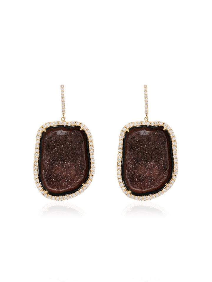 Kimberly Mcdonald Deep Red Geode Drop Earrings With Diamonds