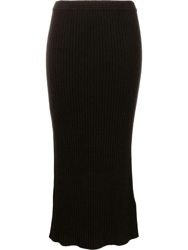 Allude Ribbed Knit Midi Dress - Brown