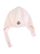 Moncler Kids Logo Plaque Knitted Hat, Girl's, Size: 48 Cm, Pink/purple