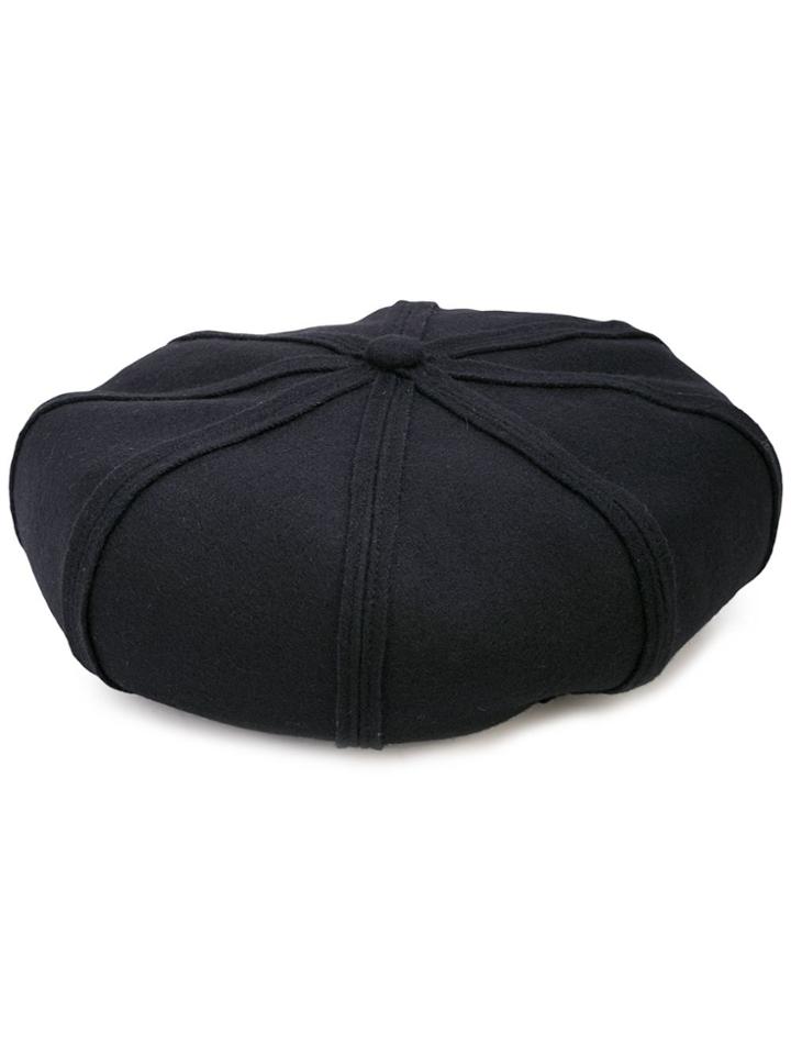 Yohji Yamamoto Stitched Panel Beret - Black