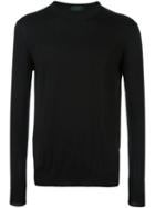 Zanone Crew Neck Sweater, Men's, Size: 54, Black, Virgin Wool