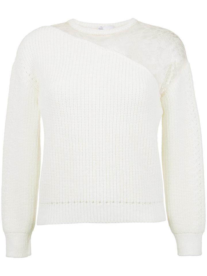 Nk Lace Detail Knit Blouse - White