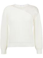 Nk Lace Detail Knit Blouse - White