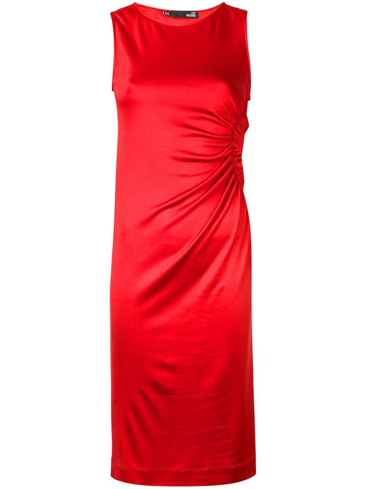 Love Moschino - Gathered Detail Dress - Women - Spandex/elastane/viscose - 40, Red, Spandex/elastane/viscose