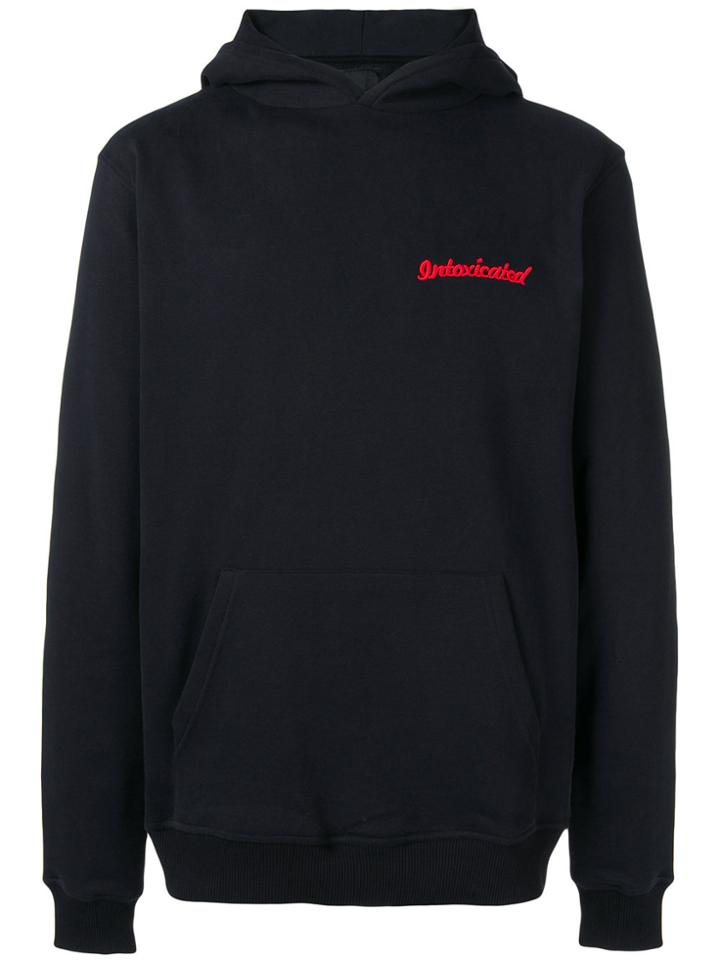 Intoxicated Logo Embroidered Eagle Hoodie - Black